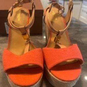 COACH LEAH Espidrille Wedge Heels Sandals (A6051)  Size 7